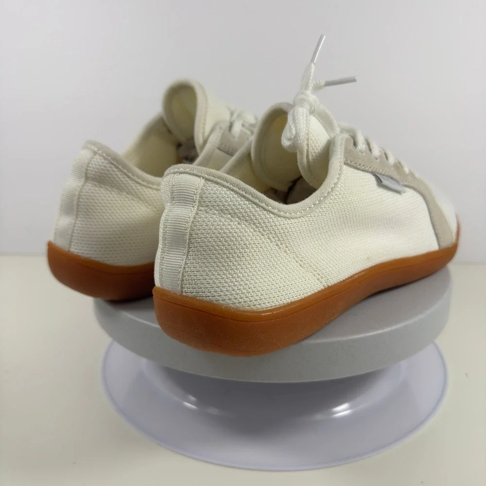 WHITIN Men's Minimalist Barefoot Shoes White Gum Sole Lace Up Casual 9